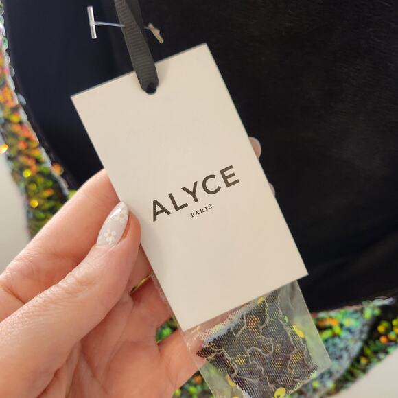 ALYCE PARIS V-Back Long Sleeve Dress in Dragon Scale, Size 6 - Picture 13 of 15